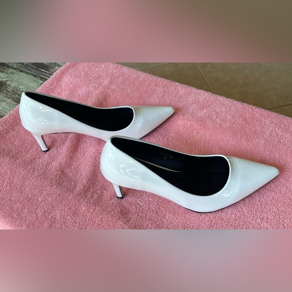 Rainbow White Patent Heels